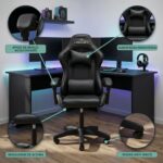 Cadeira Gamer Lancer Preta Healer: conforto ergonômico, reclínio até 145° e suporte premium para jogos e trabalho. - Imagem 7