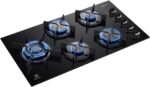 Electrolux Cooktop 5 Bocas KE5GW Bivolt com Mesa de Vidro, ChamaPrecisa e Grade em Ferro Fundido para cozinhar com eficiência. - Imagem 5