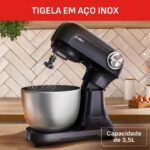 Batedeira Arno Bake Easy KM10 500W: potência, 12 velocidades e tigela inox 3,5L para receitas perfeitas. - Imagem 4