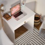 Mesa Escrivaninha Home Office com 1 Gaveta, compacta e ideal para quartos e escritórios. Branco com pintura brilho UV laqueada. - Imagem 3