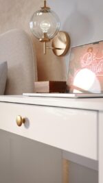 Mesa Escrivaninha Home Office com 1 Gaveta, compacta e ideal para quartos e escritórios. Branco com pintura brilho UV laqueada. - Imagem 4