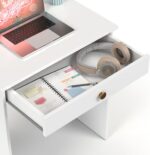 Mesa Escrivaninha Home Office com 1 Gaveta, compacta e ideal para quartos e escritórios. Branco com pintura brilho UV laqueada. - Imagem 5