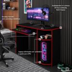 Mesa Gamer Escrivaninha PC com LED, nichos e gaveta para teclado, ideal para organizar seu setup com estilo e praticidade. - Imagem 4
