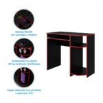 Mesa Gamer Escrivaninha PC com LED, nichos e gaveta para teclado, ideal para organizar seu setup com estilo e praticidade. - Imagem 7