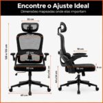 Cadeira de Escritório Ergonômica NR17 com apoio lombar, encosto mesh e reclinação de 130° para mais conforto e produtividade. - Imagem 3
