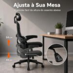 Cadeira de Escritório Ergonômica NR17 com apoio lombar, encosto mesh e reclinação de 130° para mais conforto e produtividade. - Imagem 7
