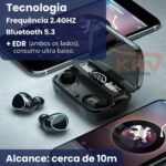 Fone Bluetooth 5.3 Premium com Power Bank, som HD, resistência IPX5 e bateria de longa duração. - Imagem 3