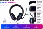 Headset Gamer RGB com Microfone e Cancelamento de Ruído: som estéreo potente, conforto over ear e compatibilidade universal para jogar com imersão. - Imagem 3