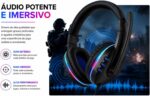 Headset Gamer RGB com Microfone e Cancelamento de Ruído: som estéreo potente, conforto over ear e compatibilidade universal para jogar com imersão. - Imagem 4