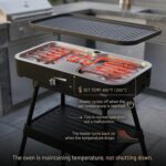 Artestia Grelhador Elétrico 1800W sem Fumaça: portátil, com tampa e controle de temperatura, ideal para uso interno e externo. - Imagem 7
