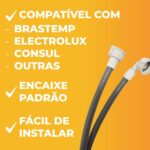 Mangueira de entrada 5m com filtro, reforçada e universal 3/8” para lavadora Brastemp, Electrolux e Consul. - Imagem 3