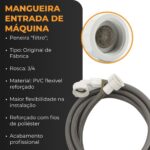 Mangueira de entrada 5m com filtro, reforçada e universal 3/8” para lavadora Brastemp, Electrolux e Consul. - Imagem 4