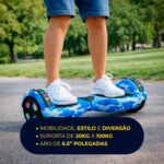 Hoverboard Skate Elétrico 6.5 Brinovar com LED e Bluetooth, equilíbrio dinâmico e potência de 700W para diversão com estilo. - Imagem 8