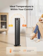 PELONIS Aquecedor de torre 1500W: aquece rápido, oscila 75°, controle remoto, timer 12H e proteção total para salas grandes - Imagem 8