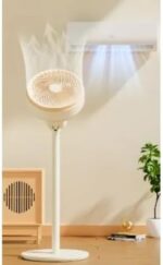 Ventilador de Coluna com 5 Hélices – Base Super Resistente, Oscilação 180° e Vento Forte – Silencioso, 3 Velocidades BEGE,110V) - Imagem 3