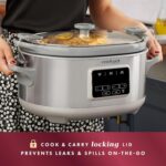 Crock-Pot Panela Elétrica Programável 7L: cozinhe e transporte com praticidade, função sous vide e aço inoxidável. - Imagem 4