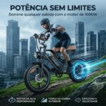 Bicicleta Elétrica HDJ G60 1000W: até 70km de autonomia, suspensão dupla e freio hidráulico para mobilidade urbana segura. - Imagem 3