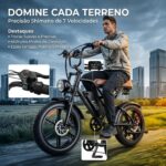 Bicicleta Elétrica HDJ G60 1000W: até 70km de autonomia, suspensão dupla e freio hidráulico para mobilidade urbana segura. - Imagem 4