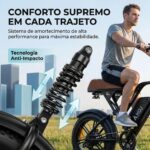 Bicicleta Elétrica HDJ G60 1000W: até 70km de autonomia, suspensão dupla e freio hidráulico para mobilidade urbana segura. - Imagem 6