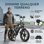 Bicicleta Elétrica HDJ G60 1000W: até 70km de autonomia, suspensão dupla e freio hidráulico para mobilidade urbana segura. - Imagem 7