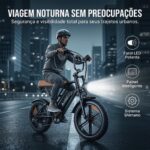 Bicicleta Elétrica HDJ G60 1000W: até 70km de autonomia, suspensão dupla e freio hidráulico para mobilidade urbana segura. - Imagem 8