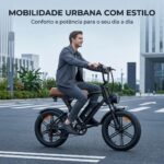 Bicicleta Elétrica HDJ G60 1000W: até 70km de autonomia, suspensão dupla e freio hidráulico para mobilidade urbana segura. - Imagem 9