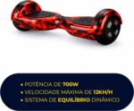Hoverboard Skate Elétrico 6.5 Brinovar com Bolsa, LED e Bluetooth Vermelho Fogo para diversão e mobilidade segura - Imagem 4