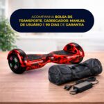 Hoverboard Skate Elétrico 6.5 Brinovar com Bolsa, LED e Bluetooth Vermelho Fogo para diversão e mobilidade segura - Imagem 8
