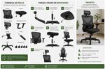 Cadeira de Escritório Ergonômica Mesh Cinza com apoio lombar e ajuste de altura para mais conforto no home office. - Imagem 7