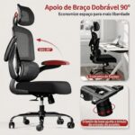 Cadeira Presidente Ergonômica com Braços Flip-Up, Mesh Respirável e Suporte até 200kg para seu Home Office - Imagem 4