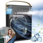 Ventilador Portátil de Mesa Mini Ar Condicionado Umidificador Climatizador Luz Led (Preto) - YODHE - Imagem 3