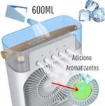 Ventilador Portátil de Mesa Mini Ar Condicionado Umidificador Climatizador Luz Led (Preto) - YODHE - Imagem 5