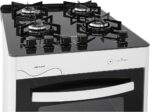 Fogão Suggar Neo Glass branco 4 bocas com mesa de vidro, forno 56L e acendimento automático - Imagem 6