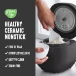 Panela de arroz GreenLife 4 xícaras, antiaderente sem PFAS, predefinições para arroz, quinoa e aveia, fácil de limpar - Imagem 3