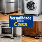 Suporte Móvel Ajustável Premium: mova geladeira, fogão e máquina com segurança, suporta 200kg, é antiferrugem e antivibração. - Imagem 3
