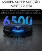 LILIN X6 Robô Aspirador LiDAR 3 em 1 com WiFi, Alexa, 6500Pa e mapas múltiplos para limpeza inteligente. - Imagem 5