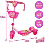 Patinete DM Toys DMR5027 com cesta, luz e som, ideal para diversão segura das crianças. - Imagem 3