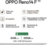 OPPO Reno 14 F 5G 256GB com 12GB RAM, câmera 50MP, bateria 6000mAh e resistência IP69. - Imagem 7