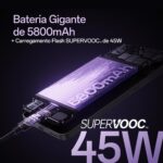 Smartphone Oppo Reno 13 F 256GB 12GB Grafite com bateria 5800mAh e carregamento rápido de 45W. - Imagem 3