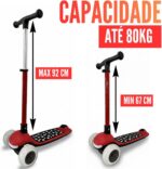 Patinete Joy Infantil LED e Bluetooth, ajustável, resistente até 80kg para diversão segura e vibrante - Imagem 6