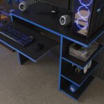 Mesa Escrivaninha Para Computador Escritório Pc Gamer RTX com estante lateral e design funcional para seu espaço de trabalho. - Imagem 3