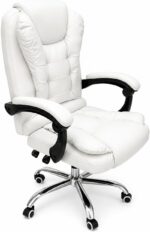 Cadeira Presidente Ergonômica Branca com pillow top, relax com trava e giro 360°: conforto e suporte para até 120 kg. - Imagem 4