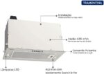 Coifa de Embutir Tramontina Incasso 51 220 V em aço inox acetinado, ideal para eliminar odores com eficiência e estilo. - Imagem 3