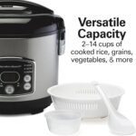 Hamilton Beach 37548: panela de arroz digital 14 xícaras com vapor, enxágue 2 em 1 e 6 funções programáveis para cozinhar fácil. - Imagem 3
