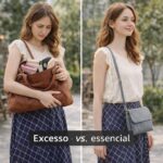Bolsa Transversal Feminina Cinza: compacta, leve e elegante com 5 compartimentos para uso diário, viagem e trabalho. - Imagem 6