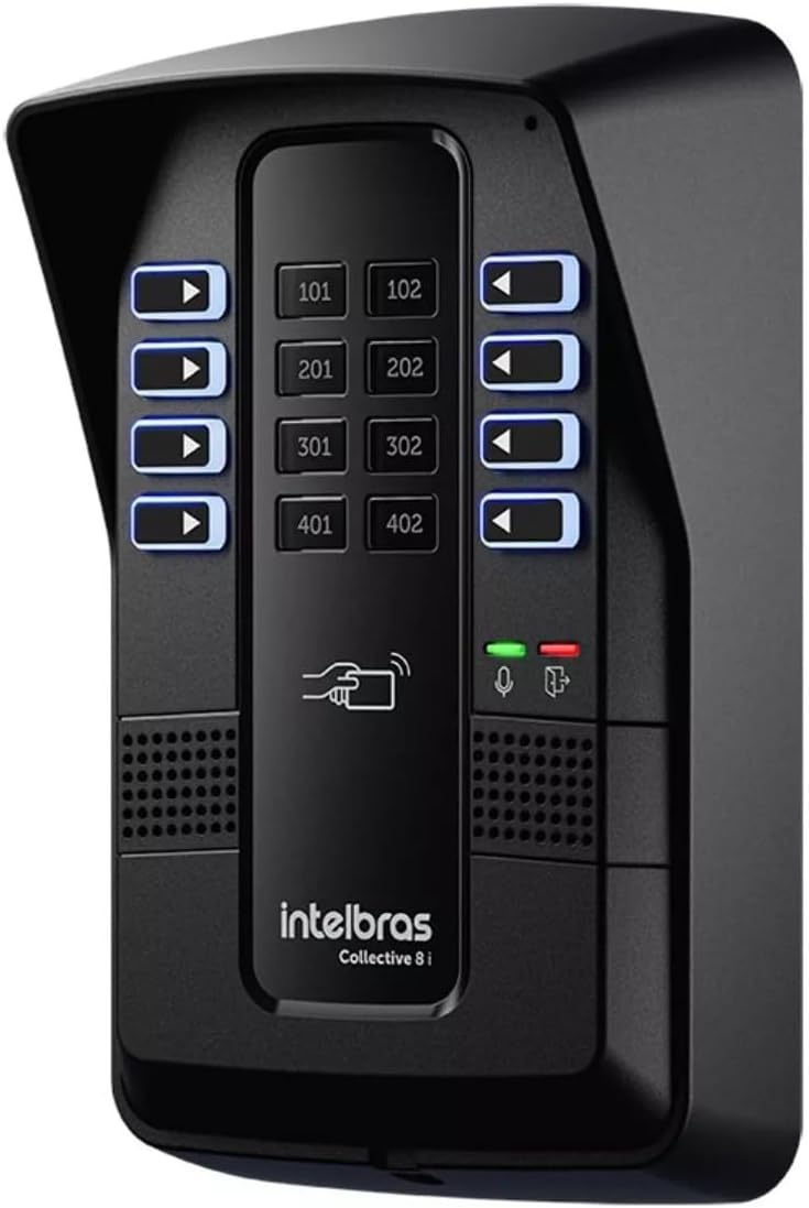 Porteiro Coletivo Intelbras 6 pontos com 8 tags e botoeira, ideal para controle de acesso residencial e comercial. - Imagem 4