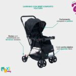 Maxi Baby YouTurn: carrinho com alça reversível, capota extralonga e segurança para passeios confortáveis. - Imagem 7
