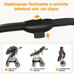 Carrinho de Bebê 2 em 1 dobrável com cadeira ajustável e cesta removível, ideal para conforto e praticidade até 15kg. - Imagem 4