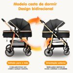 Carrinho de Bebê 2 em 1 dobrável com cadeira ajustável e cesta removível, ideal para conforto e praticidade até 15kg. - Imagem 5