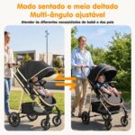 Carrinho de Bebê 2 em 1 dobrável com cadeira ajustável e cesta removível, ideal para conforto e praticidade até 15kg. - Imagem 6